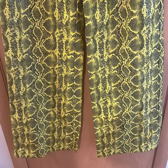 Alice & Olivia Women’s Snakeprint Wide Leg Pants New Yellow Black Size 2
